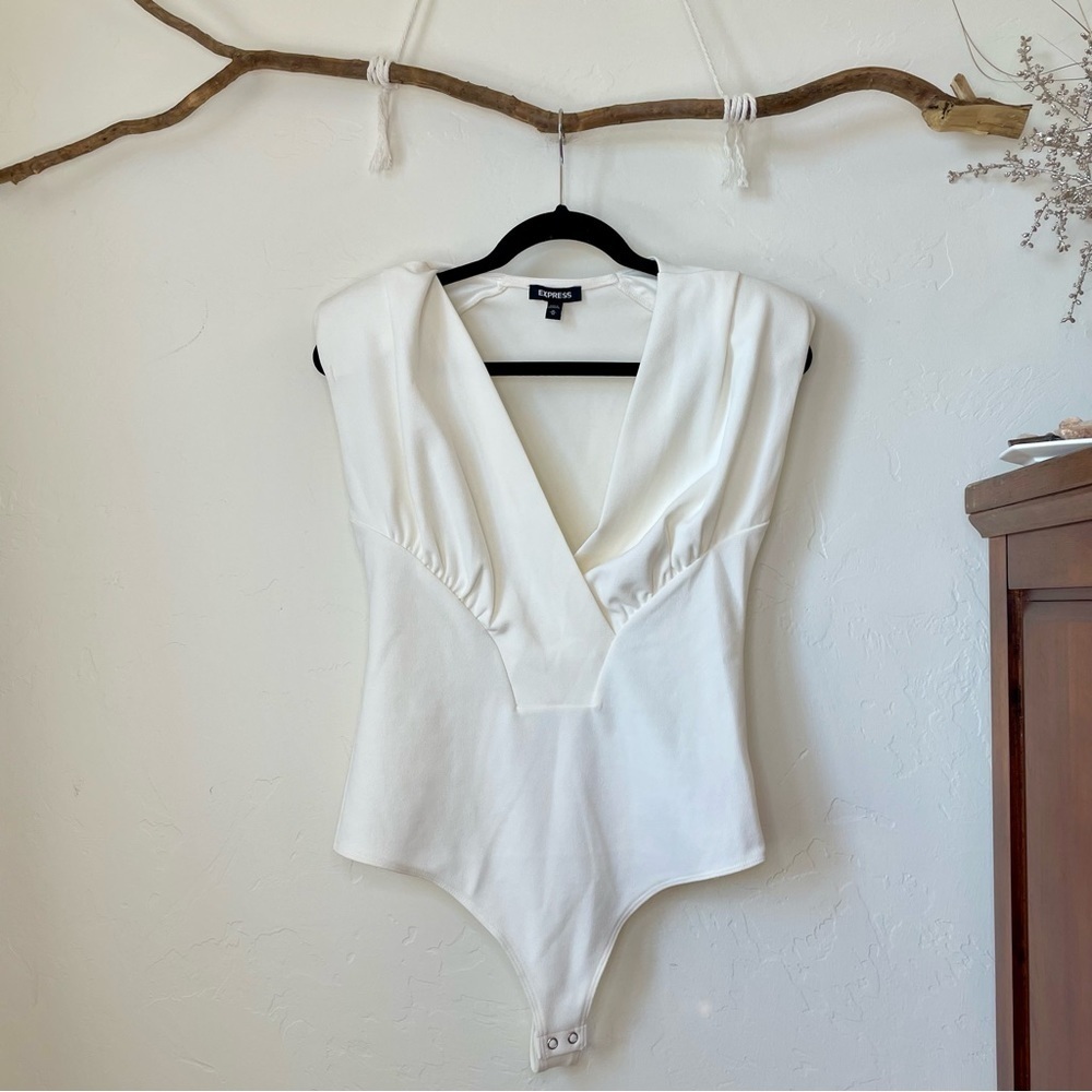 Express Cream Colored Plunge Bodysuit NWOT